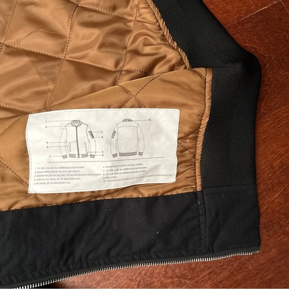 Five Four Men’s Black Bomber Jacket with Quilted Lining, Size Medium - Picture 13 of 13